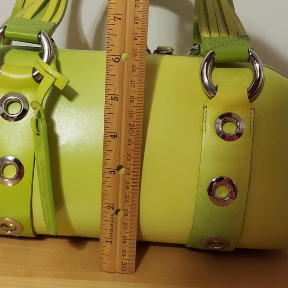 VTG Y2K Sabrina Scala Green & Yellow Ombre Colored Handbag w/Silvertone Hardware - Picture 15 of 17